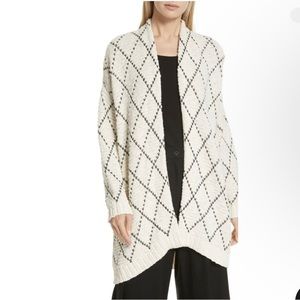 Eileen Fisher petite cream and black oversized sweater